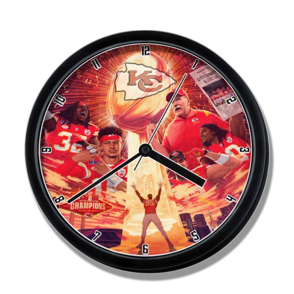 Kansas City Chiefs 2024 Super Bowl Champions CLOCK NEW